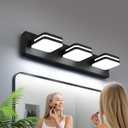 Torondo 360° Rotate LED Bathroom Vanity Light Fixtures, Acrylic Vanity Lights for Bathroom, Modern Wall Lighting Fixtures Over Mirror Living, Matte Black, Natural White, 3-Light, 17-Inch
