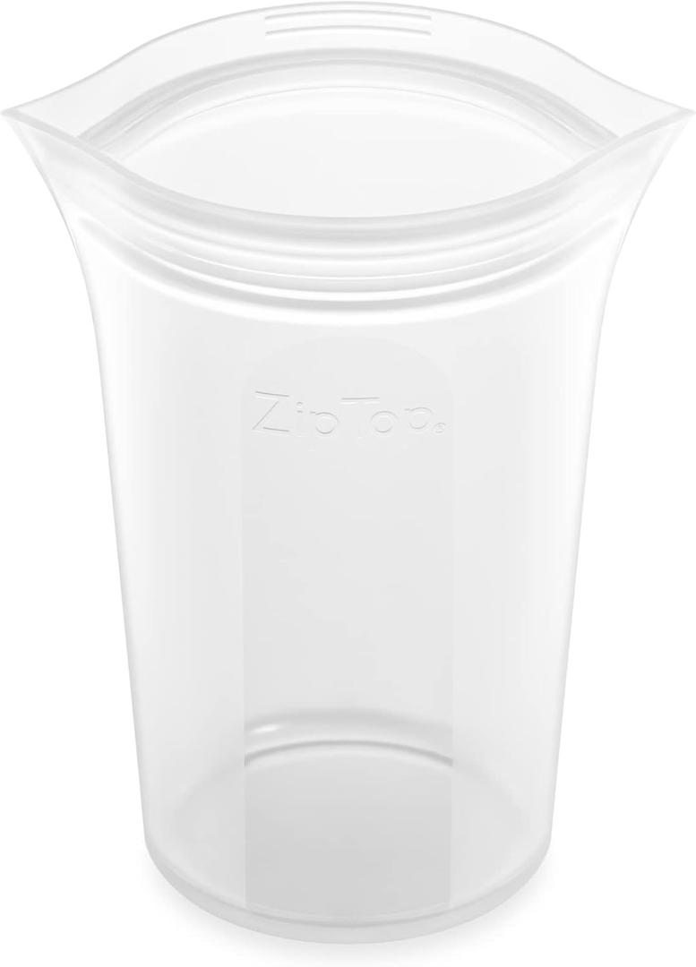 Zip Top Reusable Food Storage Bags | Medium Cup [Frost] | Silicone Meal Prep Container | Microwave, Dishwasher and Freezer Safe | Made in the USA