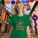 Women's Mardi Gras Shirt Nola Carnival Party T-Shirt Fat Tuesday Tee Tops (XXL)