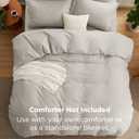 Bedsure Duvet Cover with Fitted Sheet Queen - Cooling Deep Pocket, Hotel Luxury Soft Double Brushed Bedding Set with Zipper Closure, 1 Duvet Cover, 1 Fitted Sheet, 2 Pillow Shams, NO Comforter, Linen
