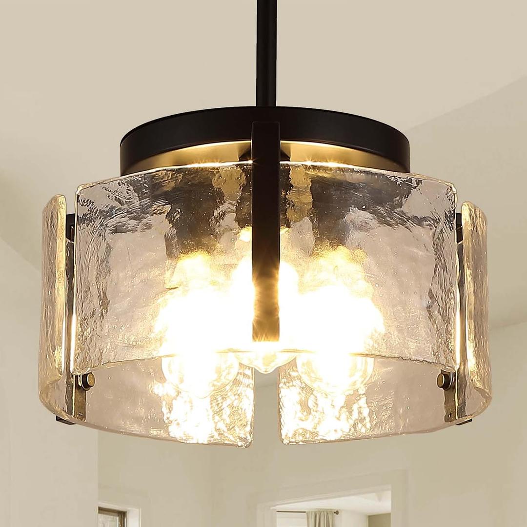 Black Chandeliers for Dining Room Light Fixture, Foyer Lighting Fixtures Pendant Lights Kitchen Island, Adjustable Glass Modern Farmhouse Chandelier for Entryway, Bedroom, Bathroom, Foyer, Living Room