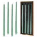 Taper Candles 12'' Tall Light Green Colored Candlesticks Set of 4 | Unscented 3/4 inch Diameter Candle Sticks| Candle for Mantle Home Decor Kitchen Wedding Decorations Centerpiece
