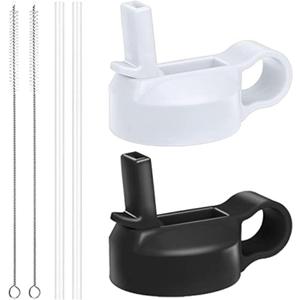 The Mass Wide Mouth Straw Lid Compatibility Most Sports Water Bottle (Black & White)