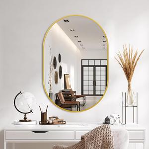 Bathroom Mirror for Wall, 36''x24'', Gold Oval Mirror for Bedroom Entryway Bathroom, Metal Framed Vanity Mirror(36''x24'', Gold)