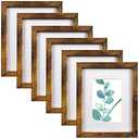 SESEAT 8x10 Picture Frame Brown Set of 6, Display Pictures 5x7 With mat or 8x10 Without Mat