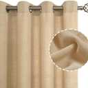 LAMIT Light Filtering Linen Curtains 63 Inch Length 2 Panels Set, Grommet Thick Linen Bedroom Drapes Privacy Window Burlap Curtains for Farmhouse/Living Room, 52 x 63 Inch, Natural Tan