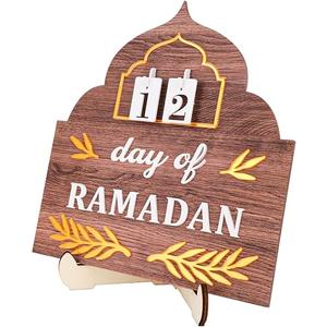 Ramadan Advent Calendar, Wood Ramadan Advent Calendar 2026 Countdown with Stand Reusable Family Eid Mubarak Home Table Decoration Gifts with Interchangeable Numbers