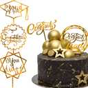 Whaline Graduation Cake Topper Gold Acrylic Cake Topper Congrats Grad You Did It Congratulations 5 Design Table Centerpiece Sticks Grad Party Food Appetizer Picks for Cakes Decor Supplies, 10pcs