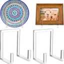RattanView 2 Pcs Acrylic Plate Stand Clear Easel Stand for Display 8 Inch Acrylic Photo Frame Bowl Stands Holder Tall Clear Vinyl Record Storage Decor Plate Photo Book for Wedding Birthday Home Decor