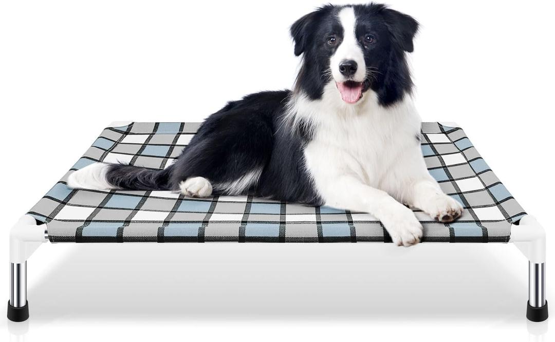 Elevated Outdoor Raised Dog Bed Outdoor Dogs Bed Lifted Pet Bed Dog Cot for Medium Pet Taste Life, Start with A Pet Bed 34'' x 26'' x 5''