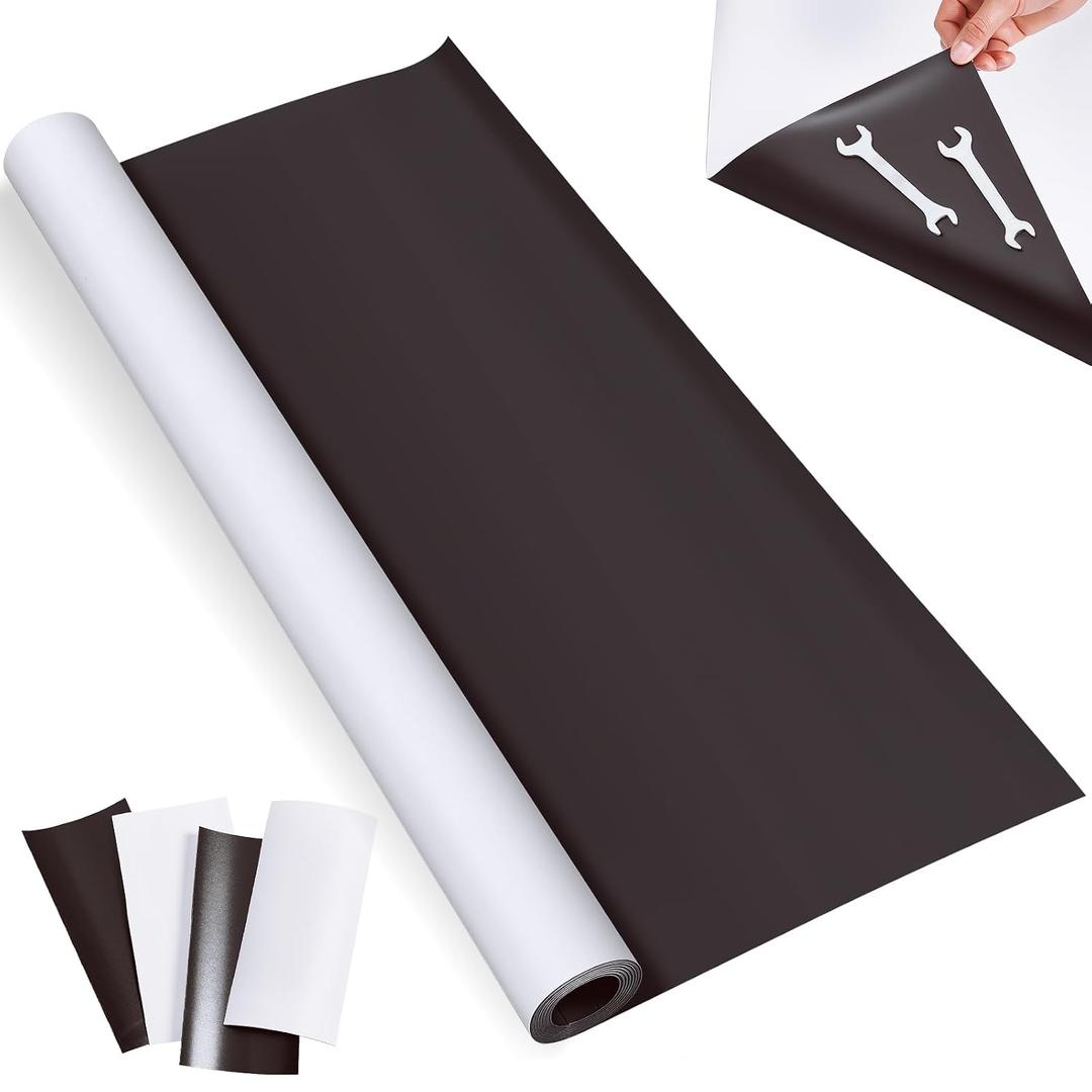 Amylove Blank White Surface Magnet Sheets 48 Inch x 5 Feet, 30 Mil Magnetic Roll Printable Flexible Vinyl Blank Magnetic Sign Sheet Safe for Vehicles DIY Craft Project