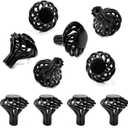 Lorigun Black Cabinet Knobs, Drawer Knobs for Dresser, Cupboard Door Knobs Round Alloy Knob with Screw, Single Hole Closet Door Knob Kitchen Cabinet Hardware 10 Pcs