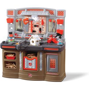 Step2 Big Builders Pro Workshop for Kids, Indoor/Outdoor Tool Bench for Children, Interactive Play with Sounds, Includes 45 Piece Toy Accessory Kit, Made of Durable Plastic, For Toddlers 3+ Years Old