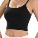 ECOPARTY Sports Bras for Women Quick-Dry Padded Wirefree Workout Crop Cute Tank Tops Camisole Yoga Fitness Running Gym (Small, Black)
