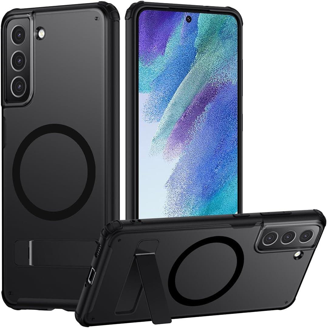 TIANNIUKE Magnetic Case for Samsung Galaxy S21 FE 5G,Compatible with MagSafe, Adjustable Kickstand, Translucent Matte Anti-Fingerprint, Shockproof Protective Phone Case for Galaxy S21 FE Case