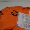 Prisoner Costume Men Women, Orange Jumpsuit with Handcuffs, Mug Shot Sign & Number Stickers, Inmate Costume for Halloween (Large)