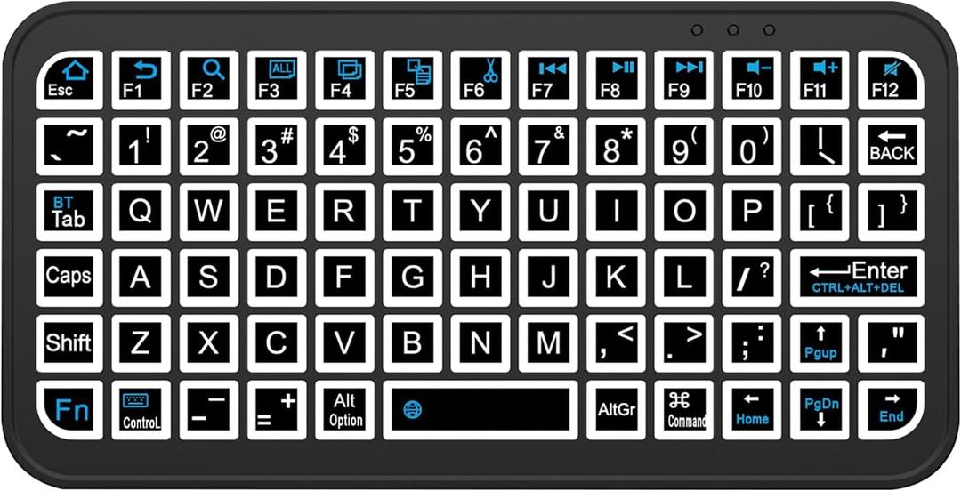 iPazzPort Mini Bluetooth Wireless Keyboard with 8-Color Backlight, Compact Couch Small Keyboard, Rechargeable, for Laptop, Tablet, Smartphone, Travel & Home