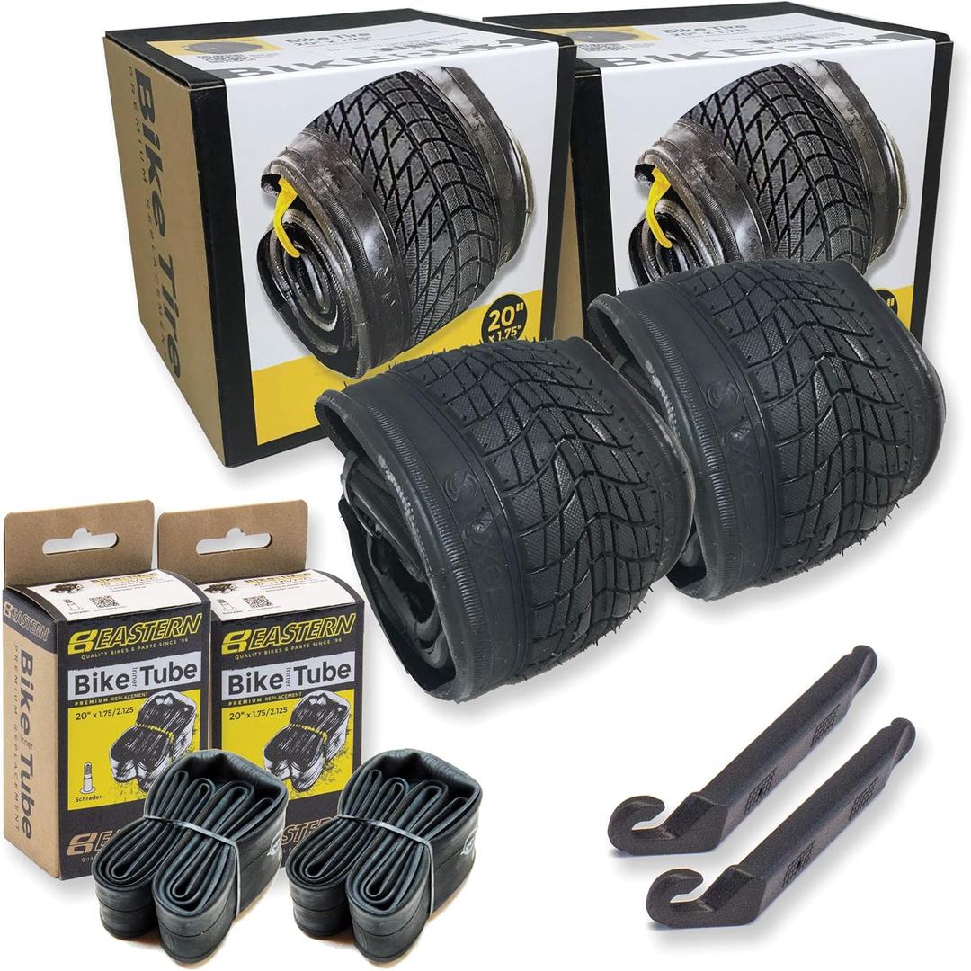 20 Inch Bike Tire Packages for Kids and BMX Tires. Fits 20x1.75 Bike Tube, Tire, Rims, Front or Rear Wheels. includes Tire Tools. with or without Tubes. 1 Pack or 2 Pack.