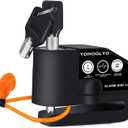 YOHOOLYO Alarm Disc Lock Motorcycle Disc Brake Lock Anti-Theft Waterproof 110 dB 7mm Pin 5ft Reminder Cable for Motorcycles Bike Scooter Carry Pouch (Black)