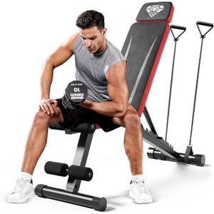 Adjustable Weight Bench, Workout Bench with Adjustable Headrest for Full Body Workout, Fast Folding 660LBS Stable Weight Bench for Men Women Versatile Workouts and Workout Bench for Home Gym (Black)