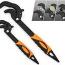 Multi-function Magic Wrench Universal Adjustable Wrenches 1045 Steel, Pipe Wrench Set 10.5 and 15-Inch,2-Piece (Small+large (2 Pcs))