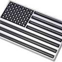 3D Black American Flag Metal Car Sticker, 3.15" x 2" USA Flag Decal, Zinc Alloy Emblem for Truck, Car, Motocycle, Boat (Black)