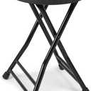 Folding Stool with Handle, Folding Chair,Folding Bar Stool with Non-Slip Feet,600 lbs Capacity,Indoor and Outdoor Foldable Stool for Adults(13"11.5"18") (18-inch Black)