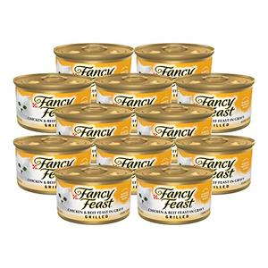 Purina Fancy Feast Grilled Wet Cat Food, Grilled Chicken & Beef Feast in Gravy, Wet Cat Food with No Artificial Preservatives or Colors, 3 OZ Can (Pack of 24) BB: Feb 2026