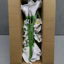 22" Artificial Flowers and Vase Set Indoor Home Decoration,Gladiolus and Zantedeschia Mixed Bouquet Faux Blossom, White Style Fake Flowers,Window Table Shelf Wedding Floral Party Home Decor