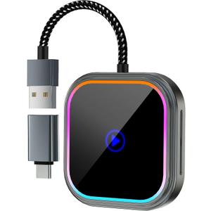 Wireless Carplay Adapter for Apple iPhone iOS 10+/Android/Outo Built-in CarPlay Cars,Converts Wired to Wireless Dongle Cars for Wireless Control Plug & Play Carplay from 2017 iOS 10+ to Screen w/USB C