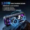 Hupoaf Speaker Bluetooth Wireless, 120W(Peak) Loud Outdoor Speaker with Deep Bass, IPX7 Waterproof, 20000mAh Power Bank/TWS/Portable Strap/EQ/Lightshow, Portable Speaker for Party/Camping/Beach/Garage