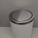 Mbillion Small Trash Can with Swing Lid 4 Gallons/ 15 Liter, Mini Trash Can with lid, Stainless Steel Cylindrical Garbage Can for Home and Office Bathroom Bedroom, for Ground and Desktop White