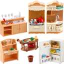 43 Pcs Dollhouse Furniture Kitchen Play Set Miniature Refrigerator with Mini Food Pots and Pans Set Pretend Kitchen Accessories Toys