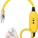 DEWENWILS 3 FT Outdoor GFCI Extension Cord Manual, 12/3 Gauge Extension Cord for Multiple Appliances, Heavy Duty Power Cable with LED Lighted 3 Prong Plug, Yellow, UL Listed