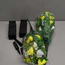 Artificial Cemetery Flowers, Gravesite Decoration Roses, Memorial Bouquets with Cemetery Vase, Vibrant and Long-Lasting Colors (Yellow+White, 2 Bundles)
