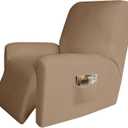 Easy-Going 4 Pieces Microfiber Stretch Recliner Slipcover  Spandex Soft Fitted Sofa Couch Cover, Washable Furniture Protector with Elastic Bottom for Kids, Pet(Recliner, Camel)