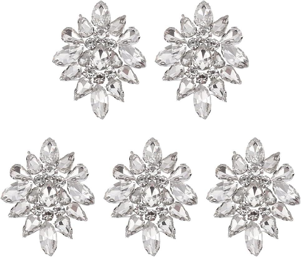 MAYJOYDIY 5Pcs Flower Rhinestone Decorative Patches Crystal Floral Sew on Clothes Rhinestone Appliques Vintage Crystal Patches for Jeans, Jackets, Clothing, Scrapbook, Handbag, Shoes DIY Projects