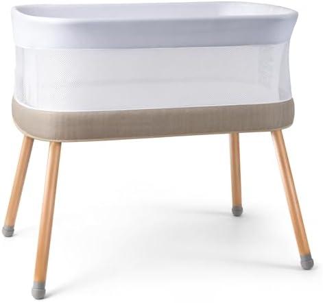 VaVaSoo Rocking Bassinet for Baby 3 Speeds Electric Bedside Sleeper with White Noise, Smart Motion Detection, Automatic Bedside Crib for Newborn, Brownish-Yellow