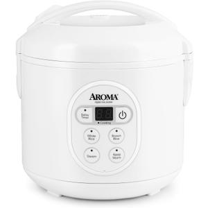 Aroma Housewares 8-Cup (Cooked) (4-Cup UNCOOKED) Digital Rice Cooker and Food Steamer (ARC-914D),White
