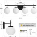 AIJIASI Bathroom Lighting Fixtures Over Mirror, 4-Light Matte Black Vanity Light, 30.7 Inch Modern Bathroom Light Fixtures with Milky White Glass Globe Shade Bath Vanity Lighting Fixtures Wall Sconce