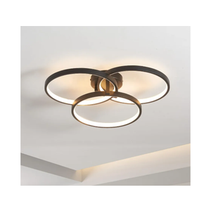 Modern Black LED Ceiling Light, 3-Ring Recessed Fixture for Living Room, Bedroom or Dining Room, Stylish and Energy-Saving Design, Easy to Install