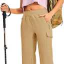 TBMPOY Womens 15" Long Hiking Shorts Below Knee Length Cargo Capri Bermuda Water Resistant Lightweight Stretch 3 Pockets (L)