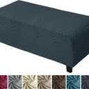 ZNSAYOTX 2026 Rectangle Ottoman Cover (L:57"-75") Super Stretch Soft Footrest Slipcover Form Fit, Universal Folding Foot Stool Covers with Non-Slip Elastic Band, Fashion Jacquard Texture, Dark Grey