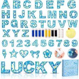 3 x 41 Pcs Cloth Patches Self Adhesive, Embroidered for DIY Clothing, Include 26 A-Z Chenille Letter Patches Stickers, 15 Rainbow Flower Lighting Stars Hearts on Patche for Hats,Backpacks,Bags,Jackets,cup