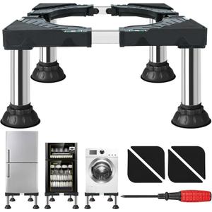 Mini Fridge Stand Heavy Duty Universal Adjustable Base (8.2"-9.2" Height) with 4 Strong Feet Ideal washer&dryer stand for 16-24" appliances Sturdy storage platform for small fridges & laundry machines