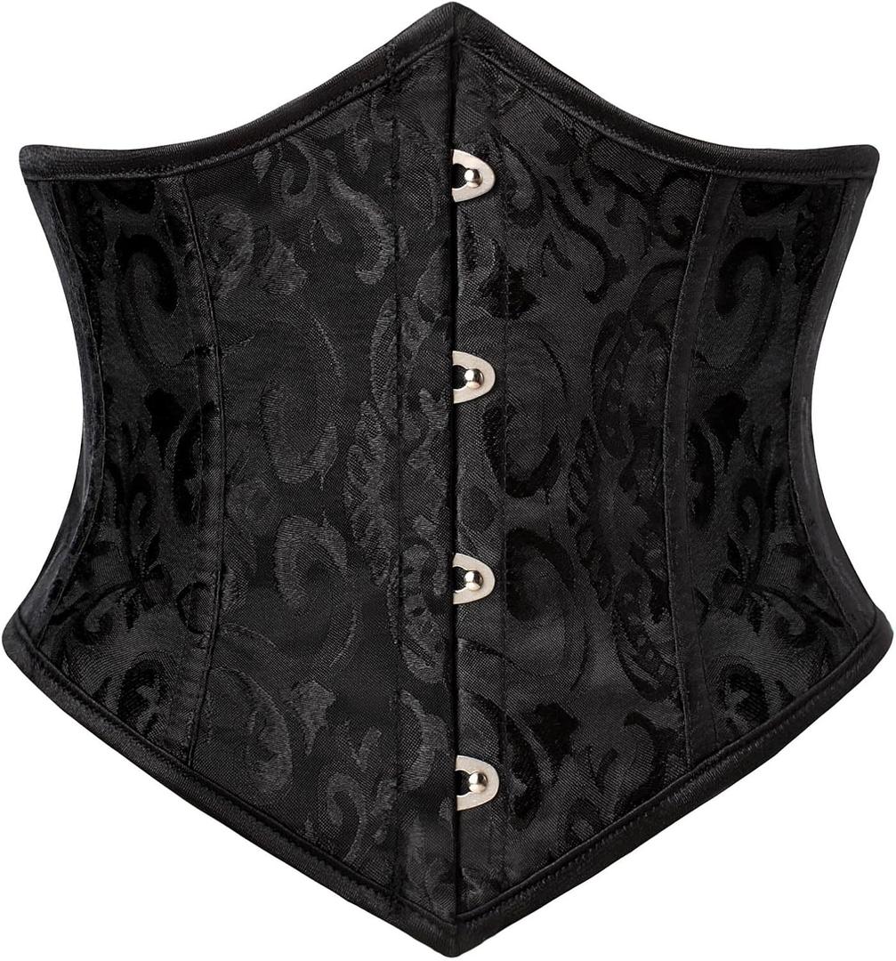 Scarlet Darkness Corset Belt for Women Fishbone Wide Waist Corset Pirate Belt (18, Black Jacquard)