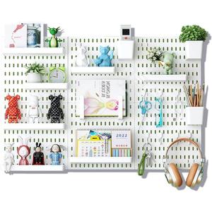 Lyrique Pegboard Wall Organizer, Wall Mounted Storage Set with 2 Pegboards & 13 Accessories, 23.6" x 11.81" White Peg Board Organizer