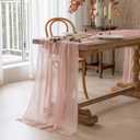 Keketoarrange Dusty Pink Mothers Day Table Runner Cheesecloth Gauze Rustic 120 Inch 10 FT for Wedding Baby Shower Bridal Shower Birthday Engagement Party Long Sheer Boho Spring Summer Home Decorations
