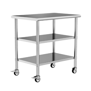 Stainless Steel Work Table with Wheels, 24x36 Inch NSF Kitchen Prep Table with 2 Adjustable Undershelves for Commercial Restaurant, Garage, Outdoor BBQ
