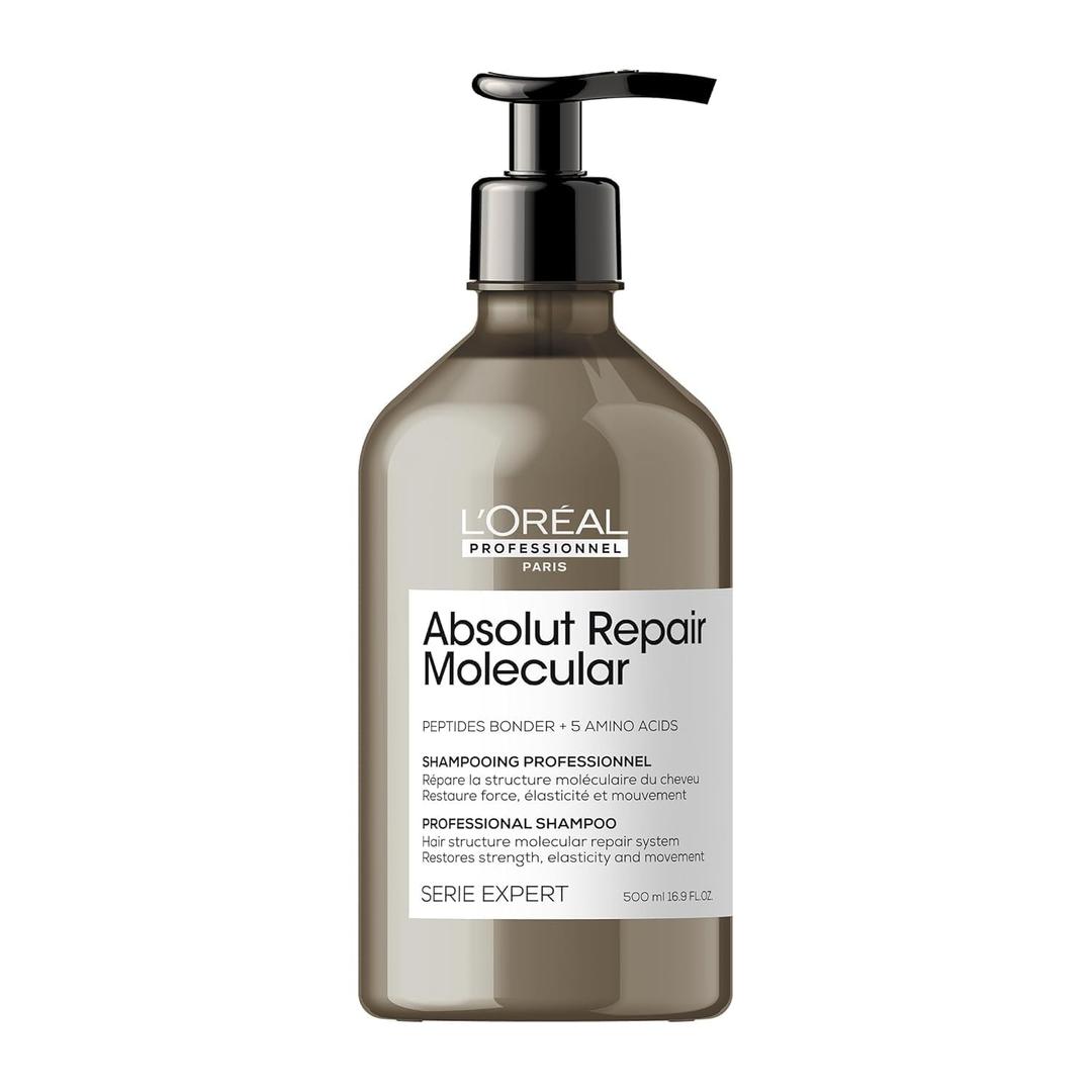 L'Oreal Professionnel Absolut Repair Molecular Shampoo - Repairs Damage & Restores Strength For All Damaged Hair, With Peptide Bonder & Amino Acids, Sulfate-Free